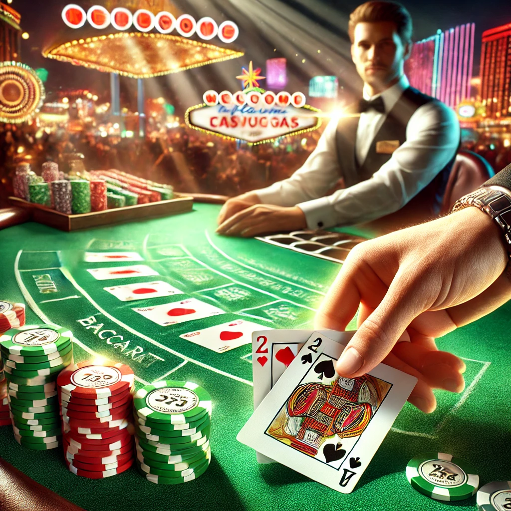 DALL·E-2025-03-13-17.01.52-A-high-quality-vibrant-digital-illustration-of-a-Baccarat-game.-The-image-features-a-green-casino-table-with-playing-cards-showing-a-Baccarat-hand-s.webp